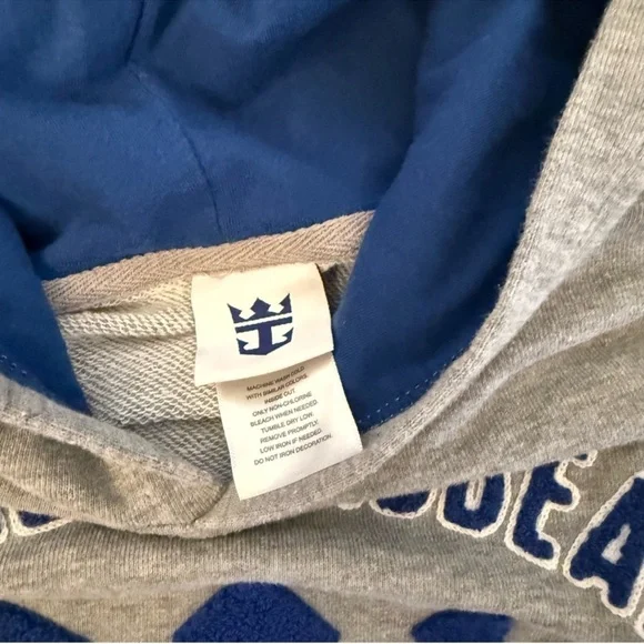 Royal Caribbean Hoodie Women’s Large Gray Cruise Sweatshirt Logo Pullover - Picture 4 of 7